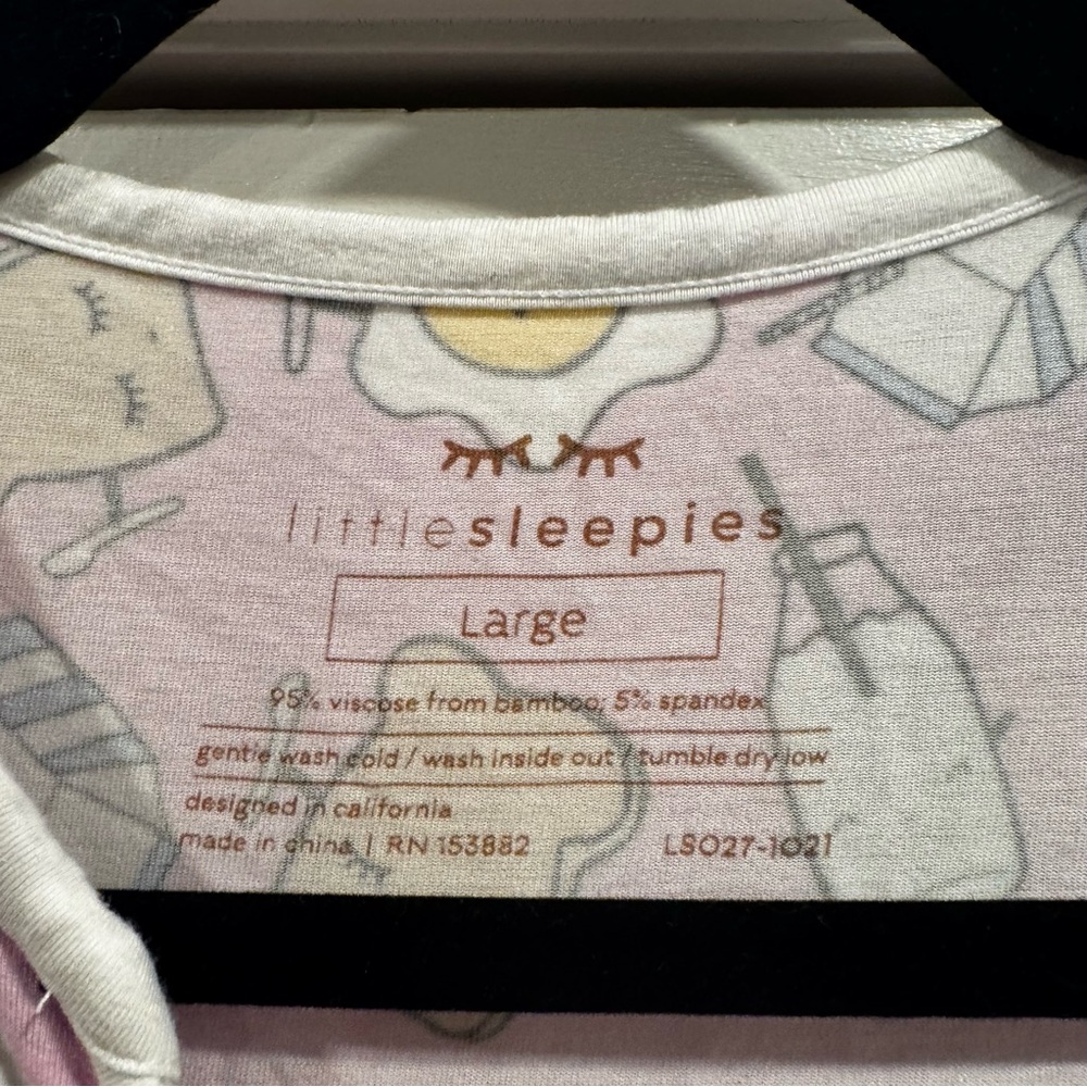 Little Sleepies Womens Pajama Set Pink Breakfast Buddies Large Bamboo - Picture 10 of 16